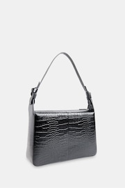 Whistles Erica Croc Shoulder Black Bag - Image 2 of 5