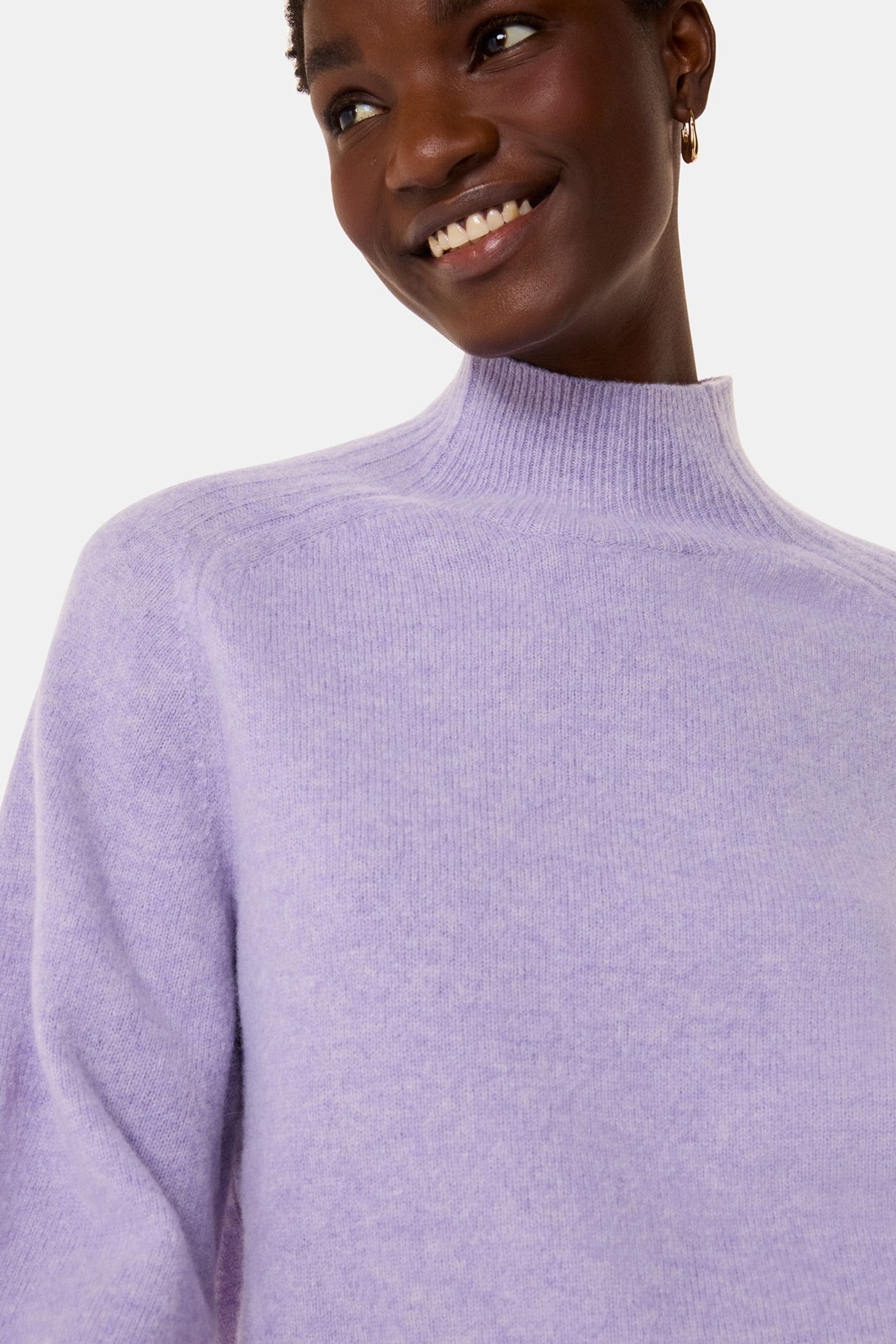 Whistles Purple Wool Funnel Neck Knit Jumper X Small Womens