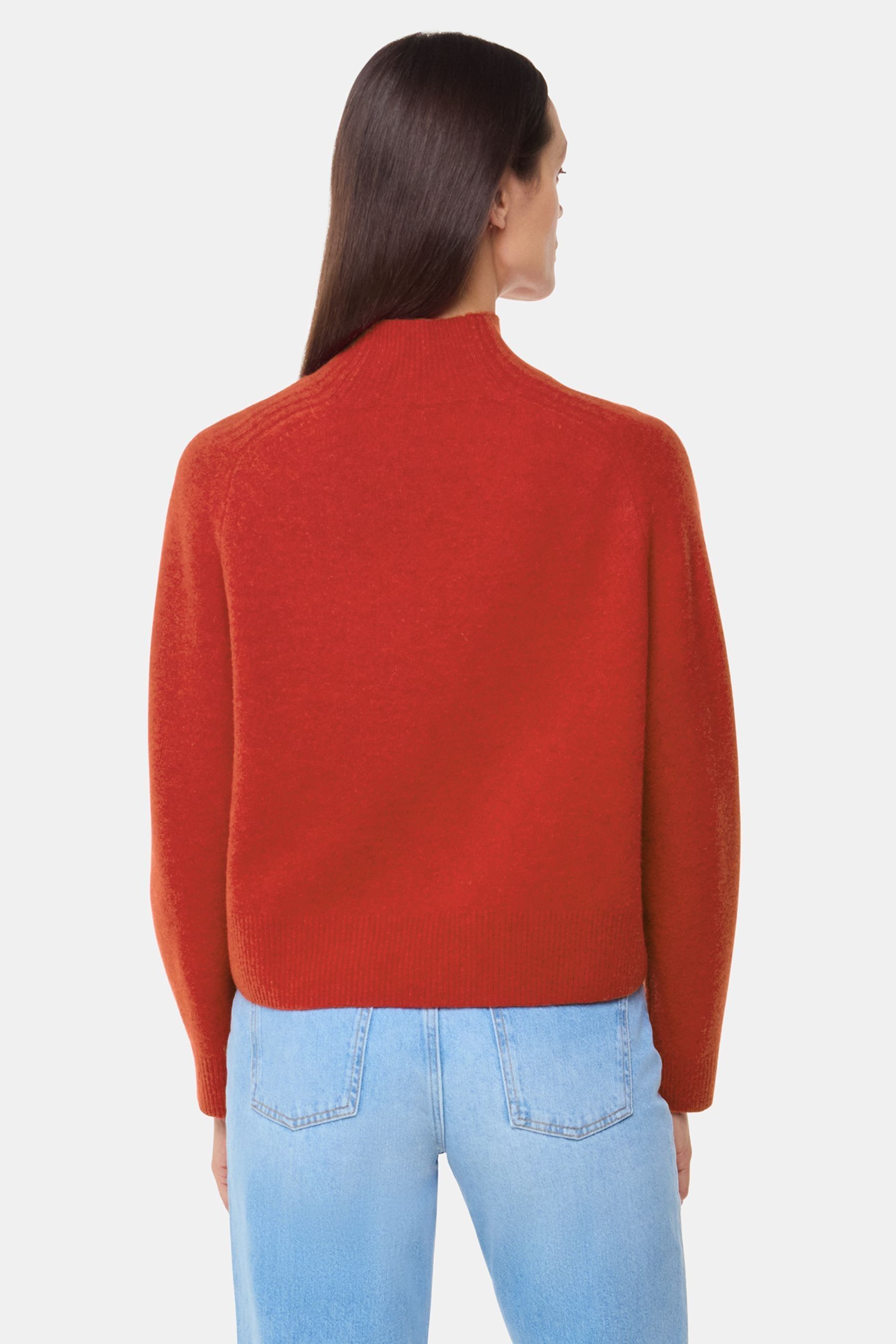 Whistles Red Wool Funnel Neck Knit Jumper Medium Womens