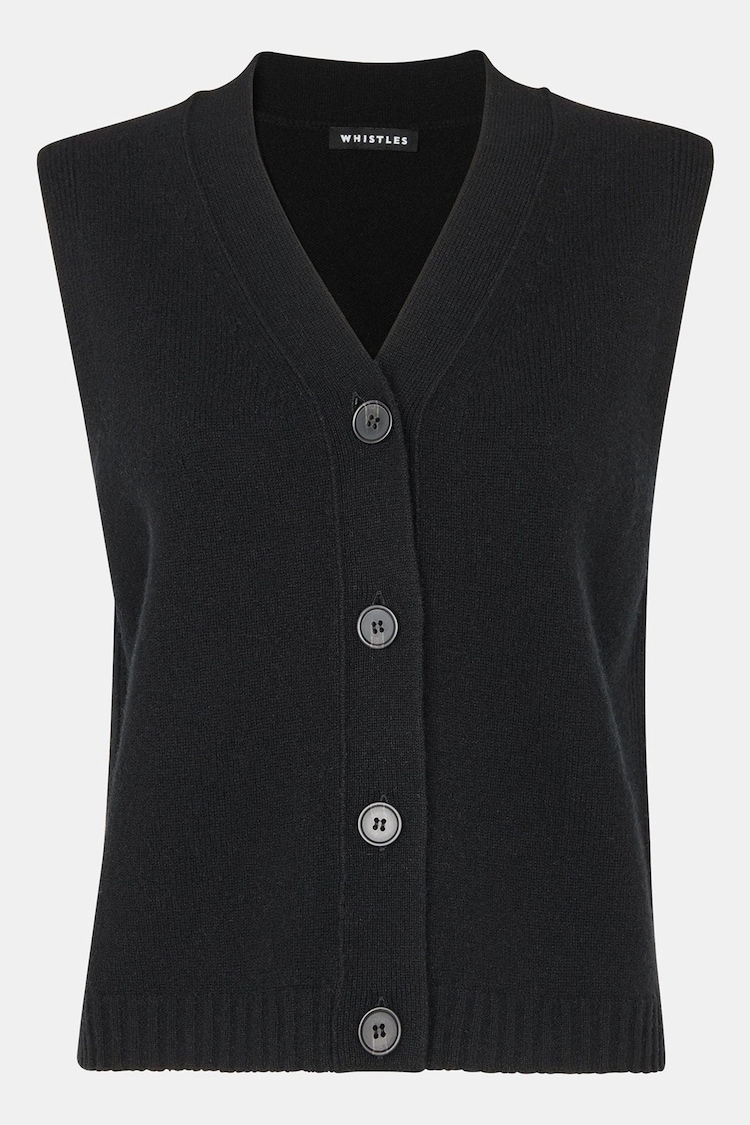 Whistles Wool Button Through Black Tank - Image 5 of 5