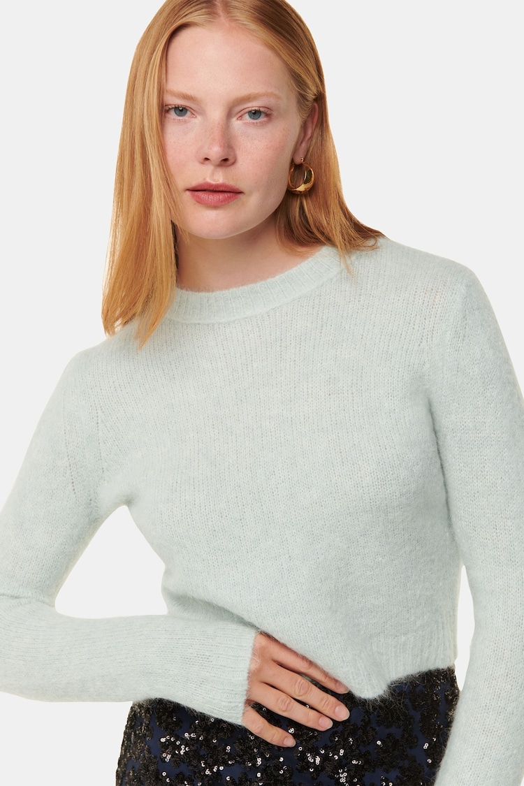 Whistles Green Dorrie Fluffy Textured Knit Jumper - Image 1 of 5