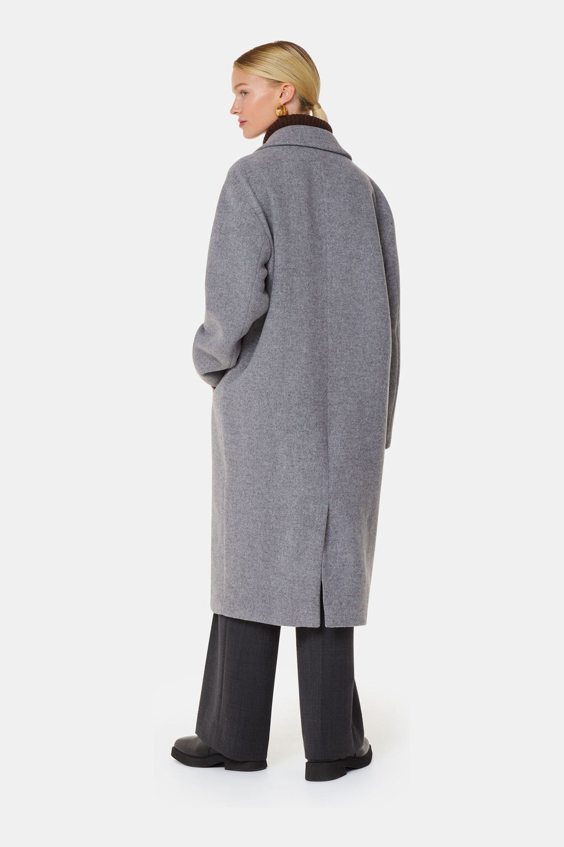 Whistles Grey Eliza Double Breasted Coat S Womens