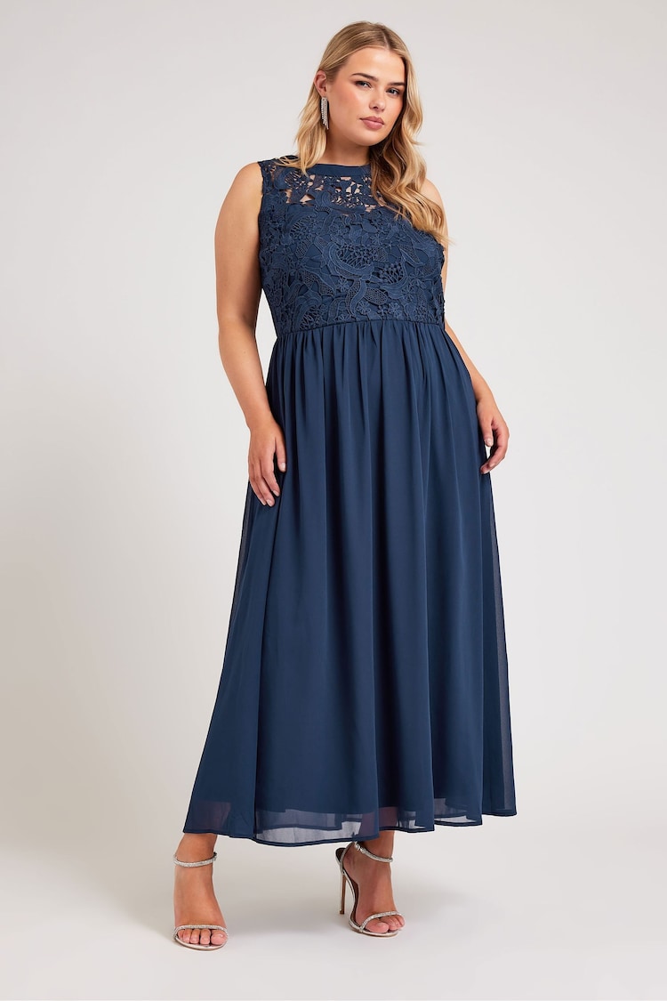 Yours Curve Blue London Lace Front Maxi Dress - Image 2 of 4