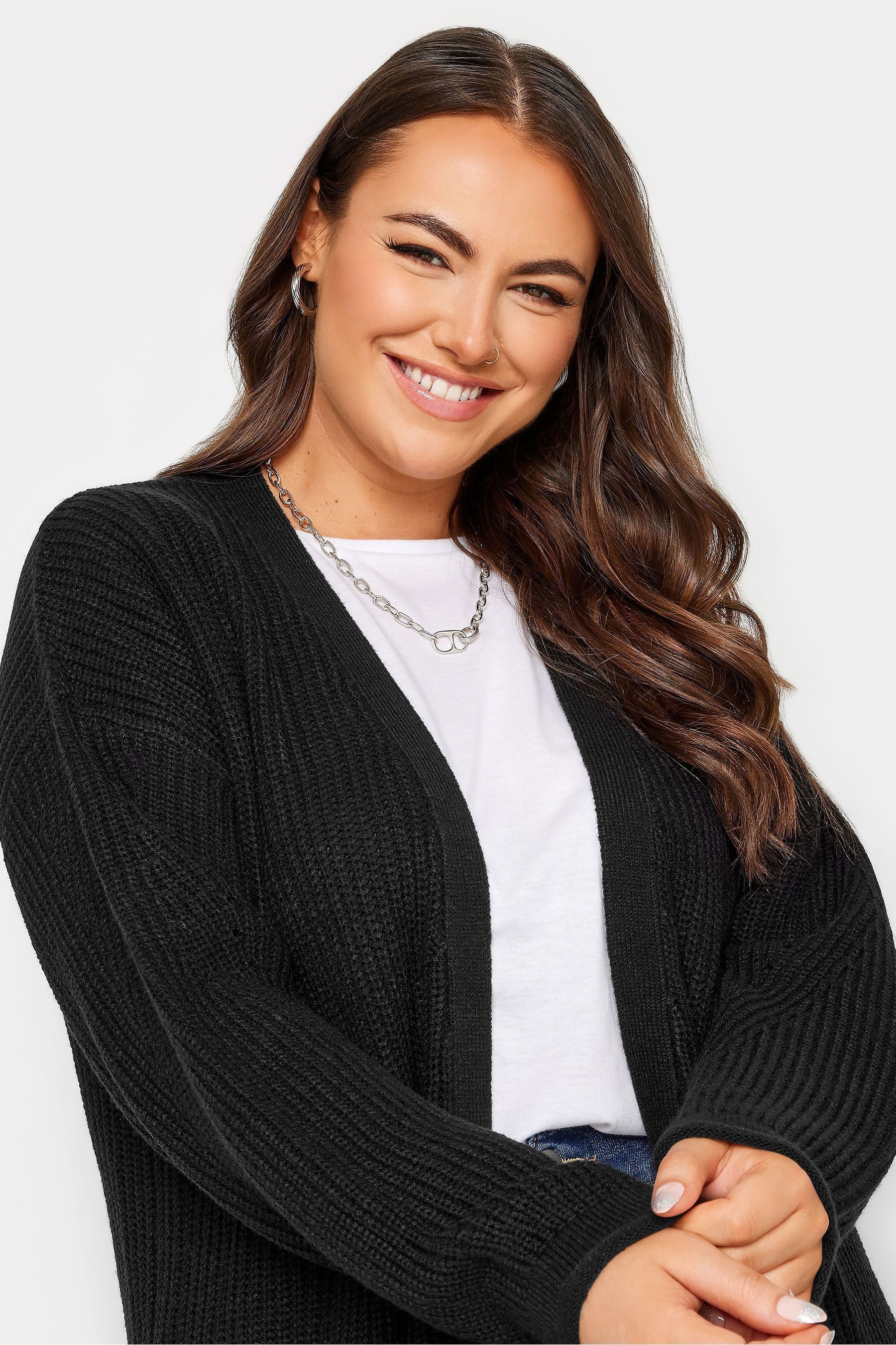 Long length black cardigan shop