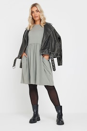 Yours Curve Grey Frill Acid Wash Dress - Image 2 of 5