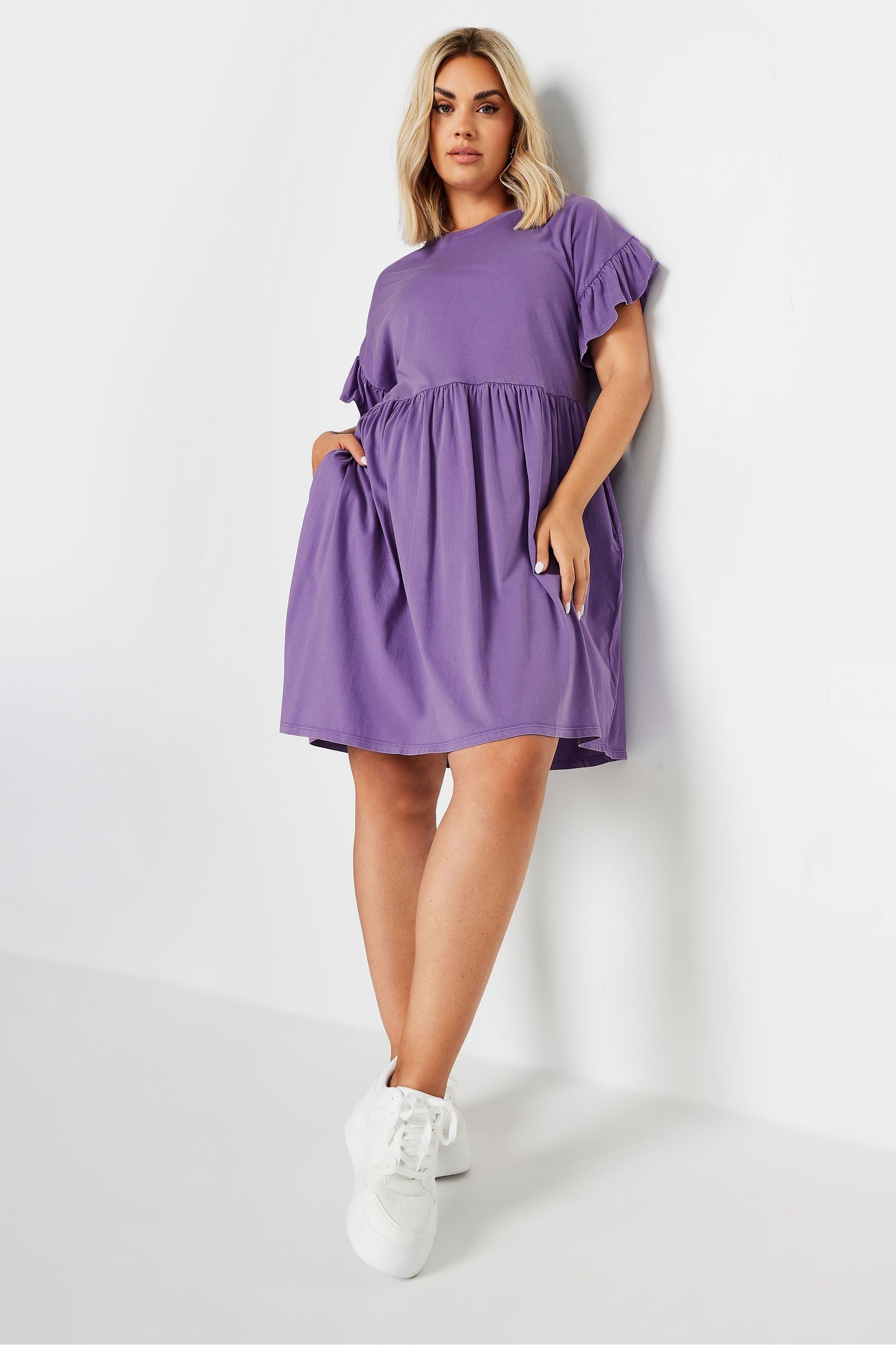 Purple frill dress deals