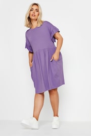 Yours Curve Purple Frill Acid Wash Dress - Image 2 of 5