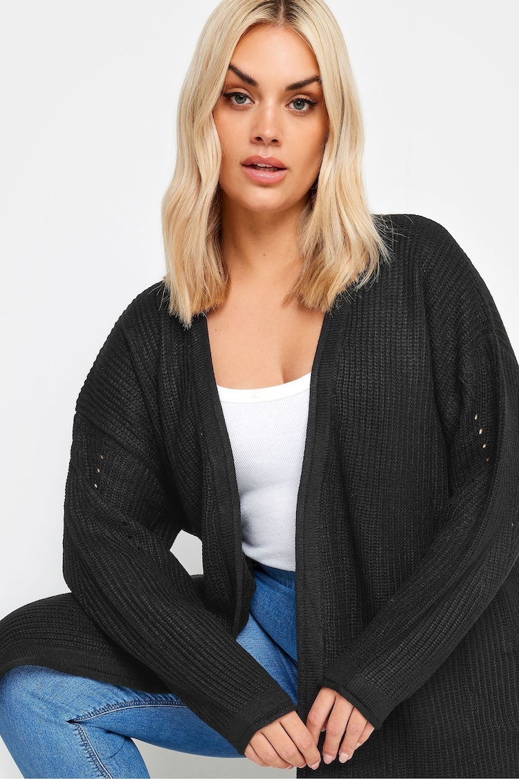 Yours Curve Black Basic Twist Cardigan - Image 2 of 4