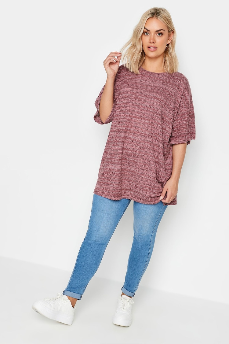 Yours Curve Pink Oversized Striped Top - Image 2 of 5