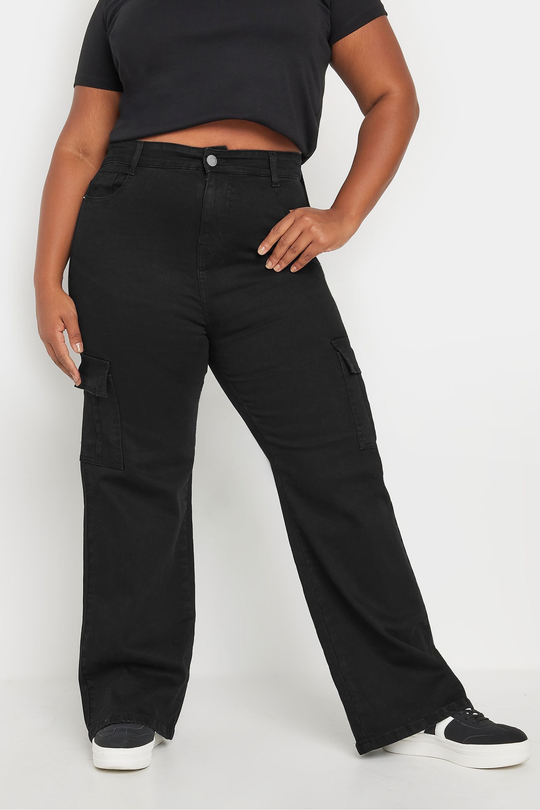 Buy Yours Curve Black Cargo Pocket Jeans from the Next UK online shop
