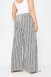 Yours Curve White Linen Look Stripe Wide Leg Trousers - Image 4 of 5