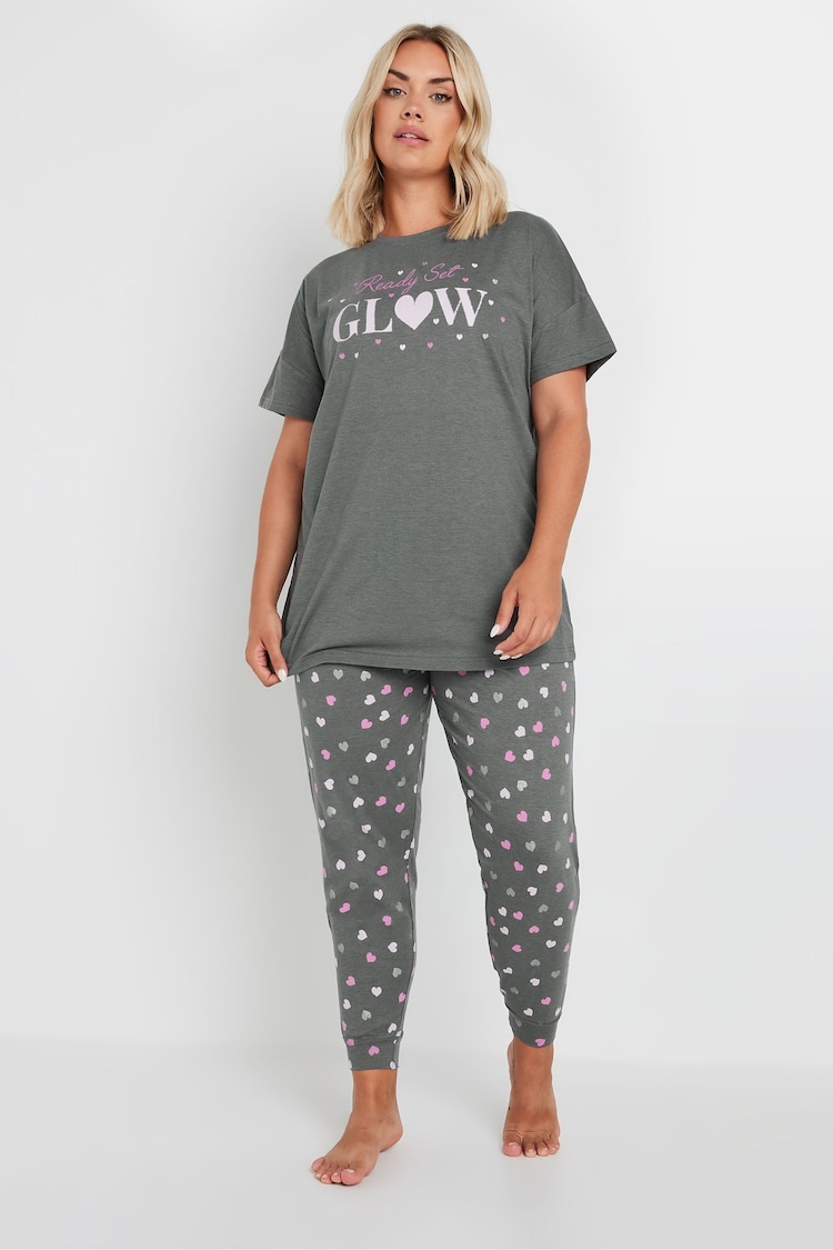 Yours Curve Grey Ready Set Glow Cuffed Pyjamas Set - Image 2 of 4