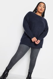 Yours Curve Blue Drop Shoulder Jumper - Image 4 of 5