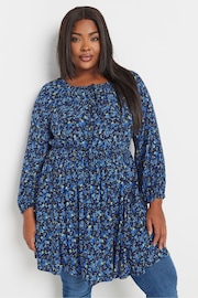 Yours Curve Blue Crinkle Boho Tunic - Image 1 of 6