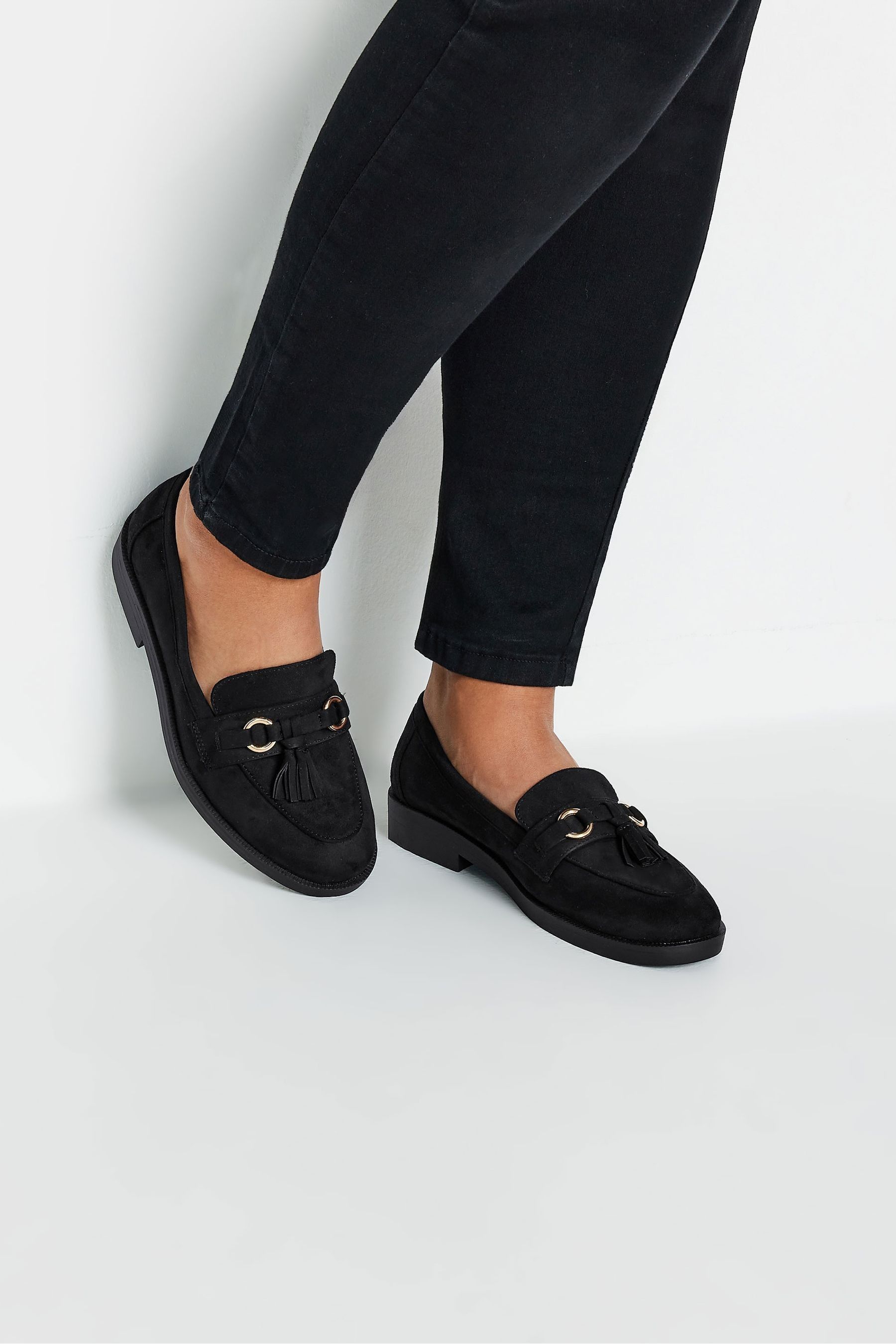 Black loafers wide fit cheap