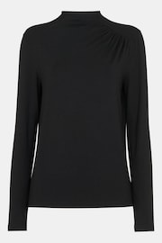 Whistles Black Ruched Front Detail Jersey Top - Image 5 of 5