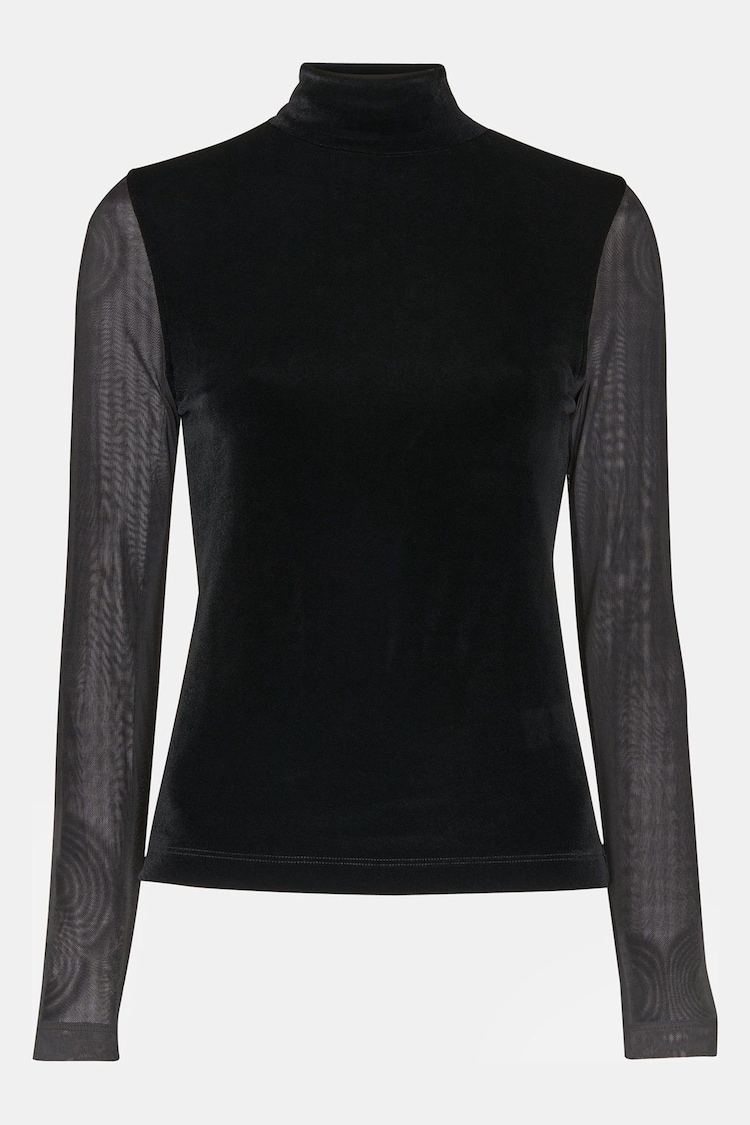 Whistles Black Mesh Sleeve Top - Image 5 of 5