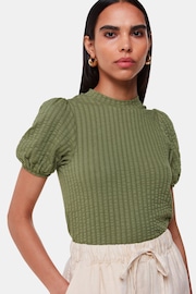 Whistles Green Textured Puff Sleeve Top - Image 1 of 4