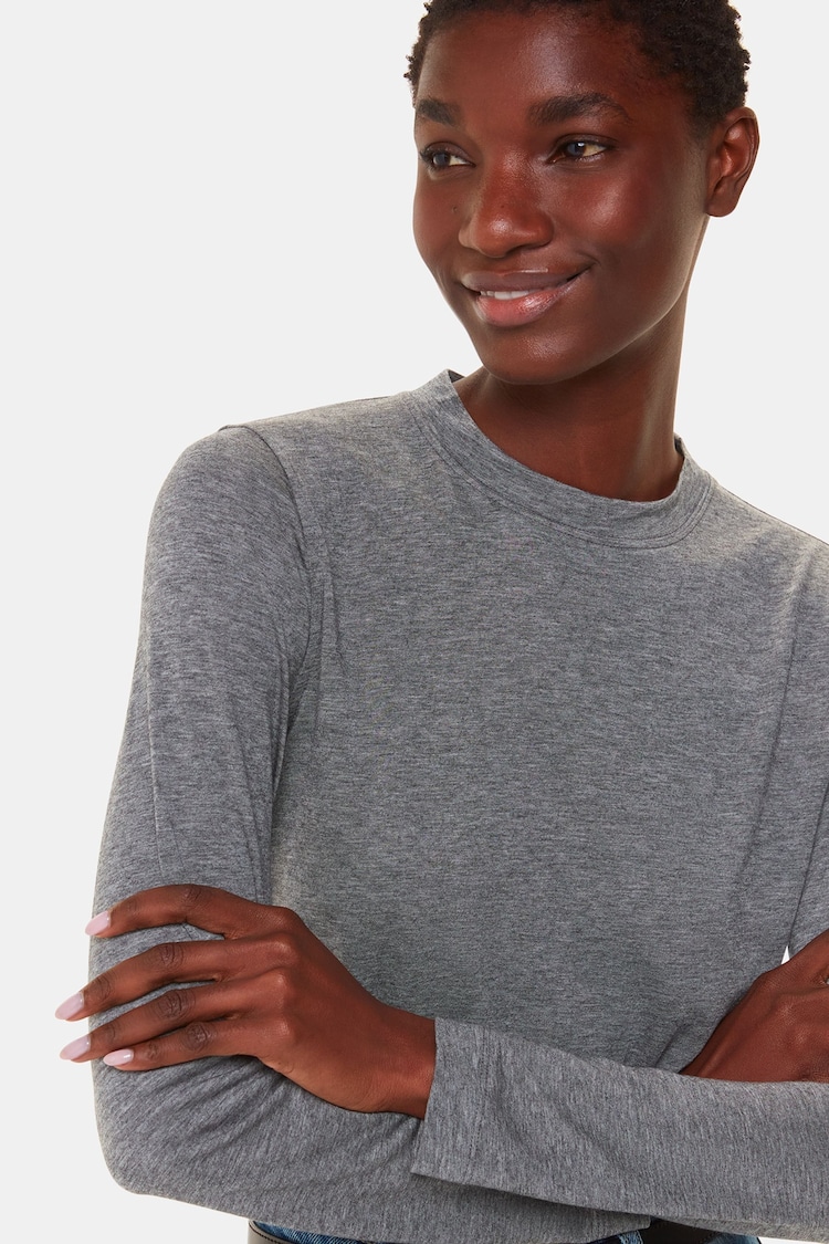 Whistles Grey Wool Blend Crew Neck Top - Image 1 of 5