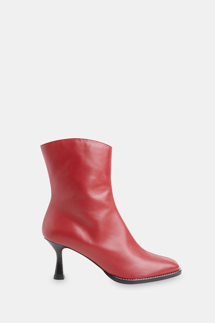 Whistles Red Nettie Stitch Detail Boots - Image 1 of 4