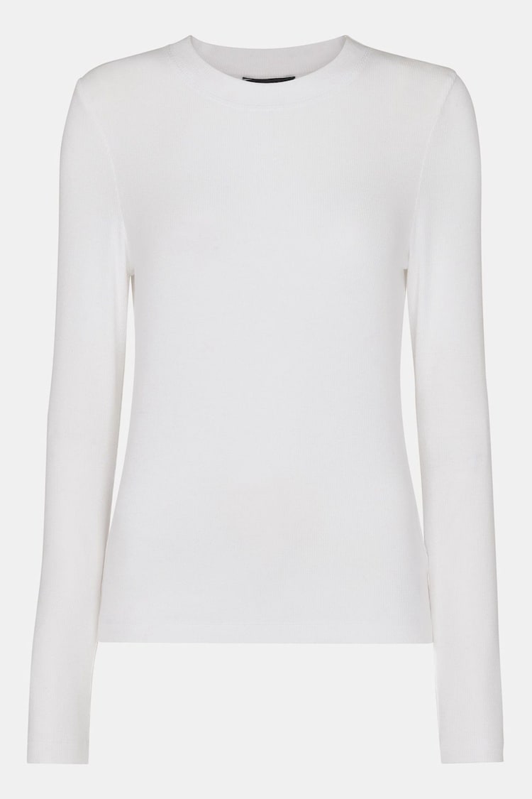 Whistles White Essential Ribbed Crew Neck T-Shirt - Image 5 of 5