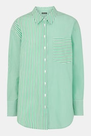 Whistles Green Oversized Millie Stripe 100% Cotton Shirt - Image 5 of 5