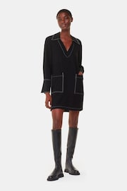 Whistles Topstitch Detail Shirt Black Dress - Image 1 of 5