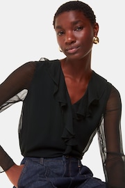 Whistles Black Ruffle Collar Detail Blouse - Image 1 of 5