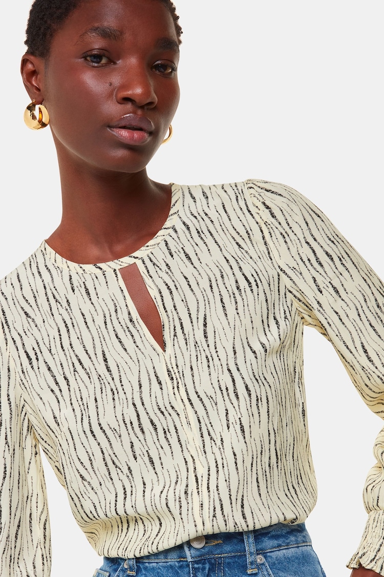 Whistles White Shibori Stripe Detail Blouse - Image 1 of 5