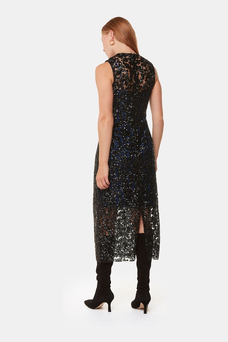 Whistles Floral Sequin Lyra Black Dress - Image 2 of 5