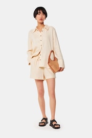 Whistles Cream Whistles Linen Elasticated Cream Shorts - Image 3 of 5