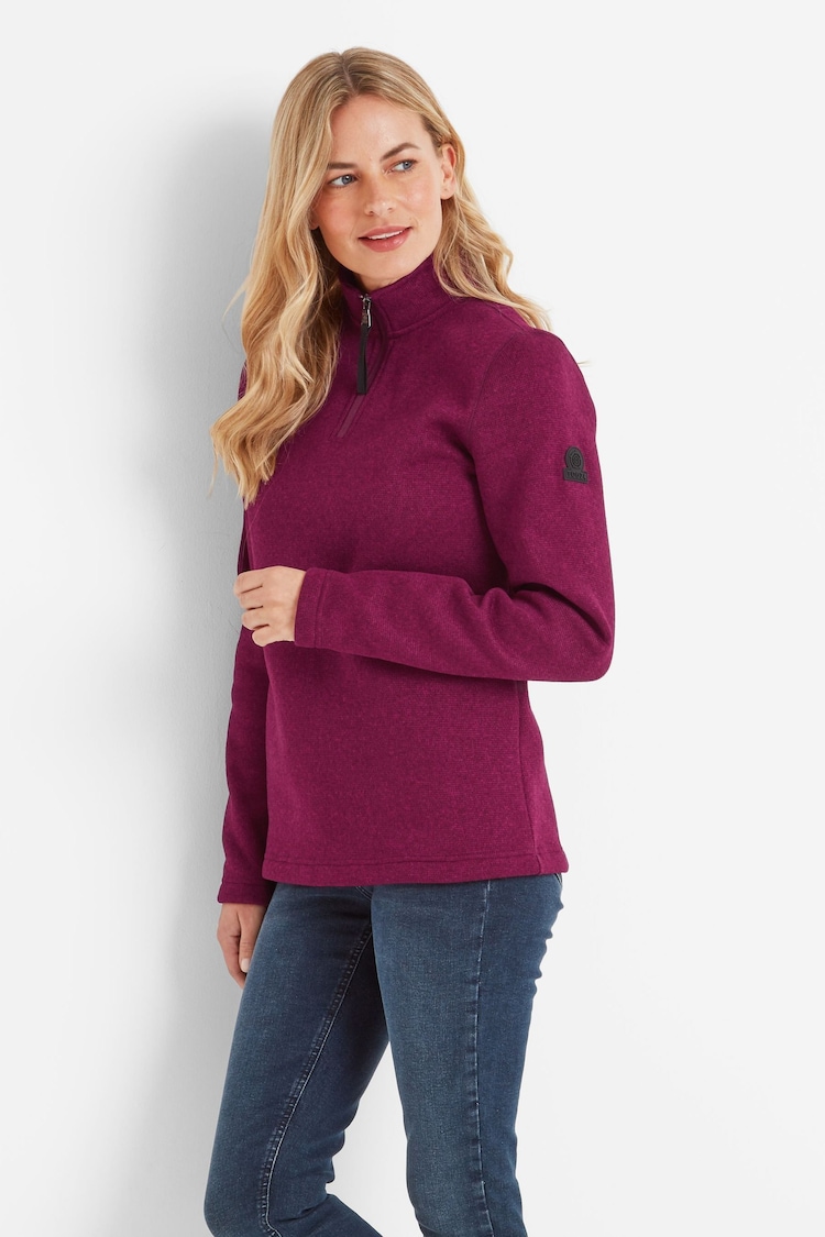 Tog 24 Purple Womens Pearson Knitlook Zip Neck Fleece - Image 2 of 6