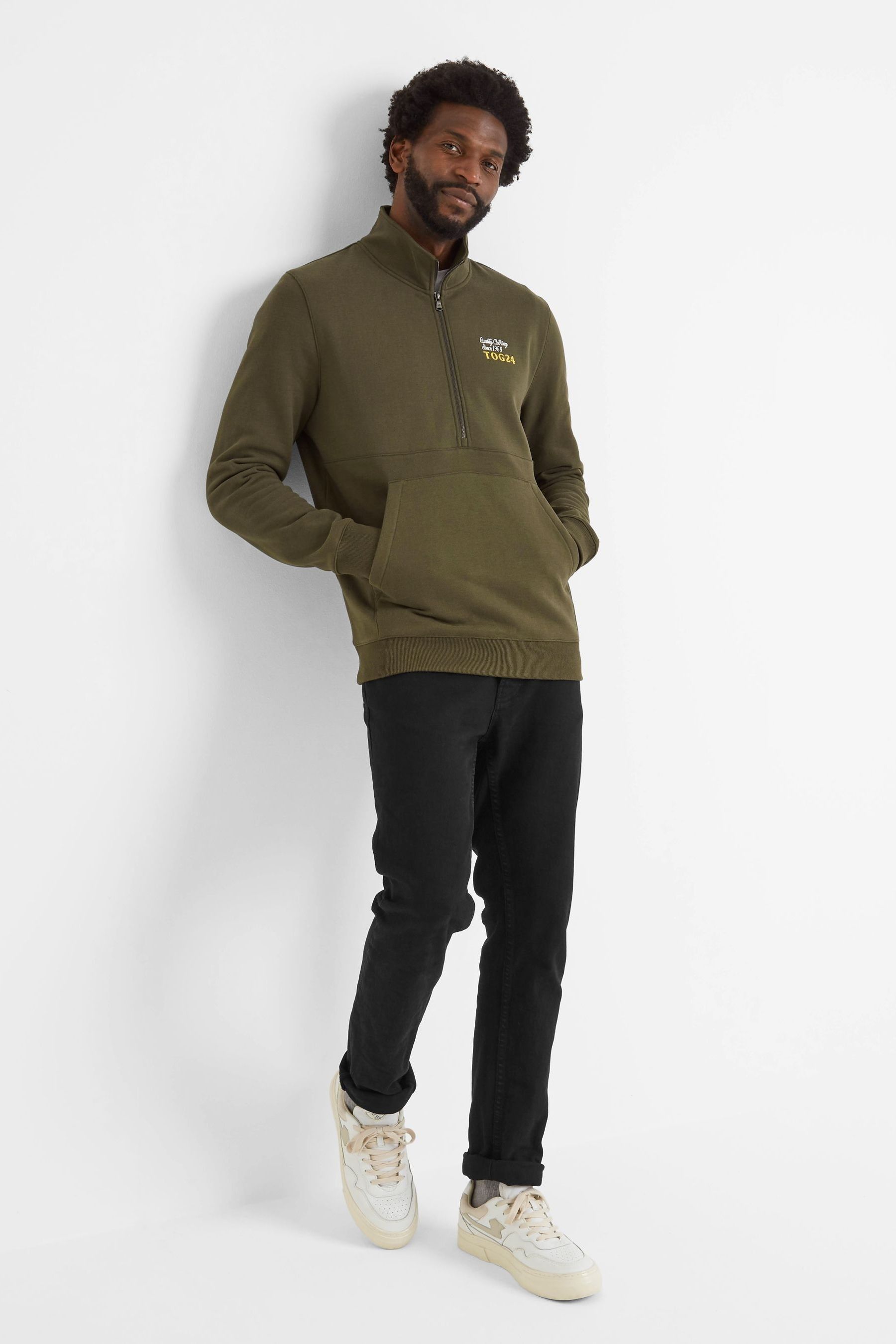 Zip neck sweatshirt mens on sale