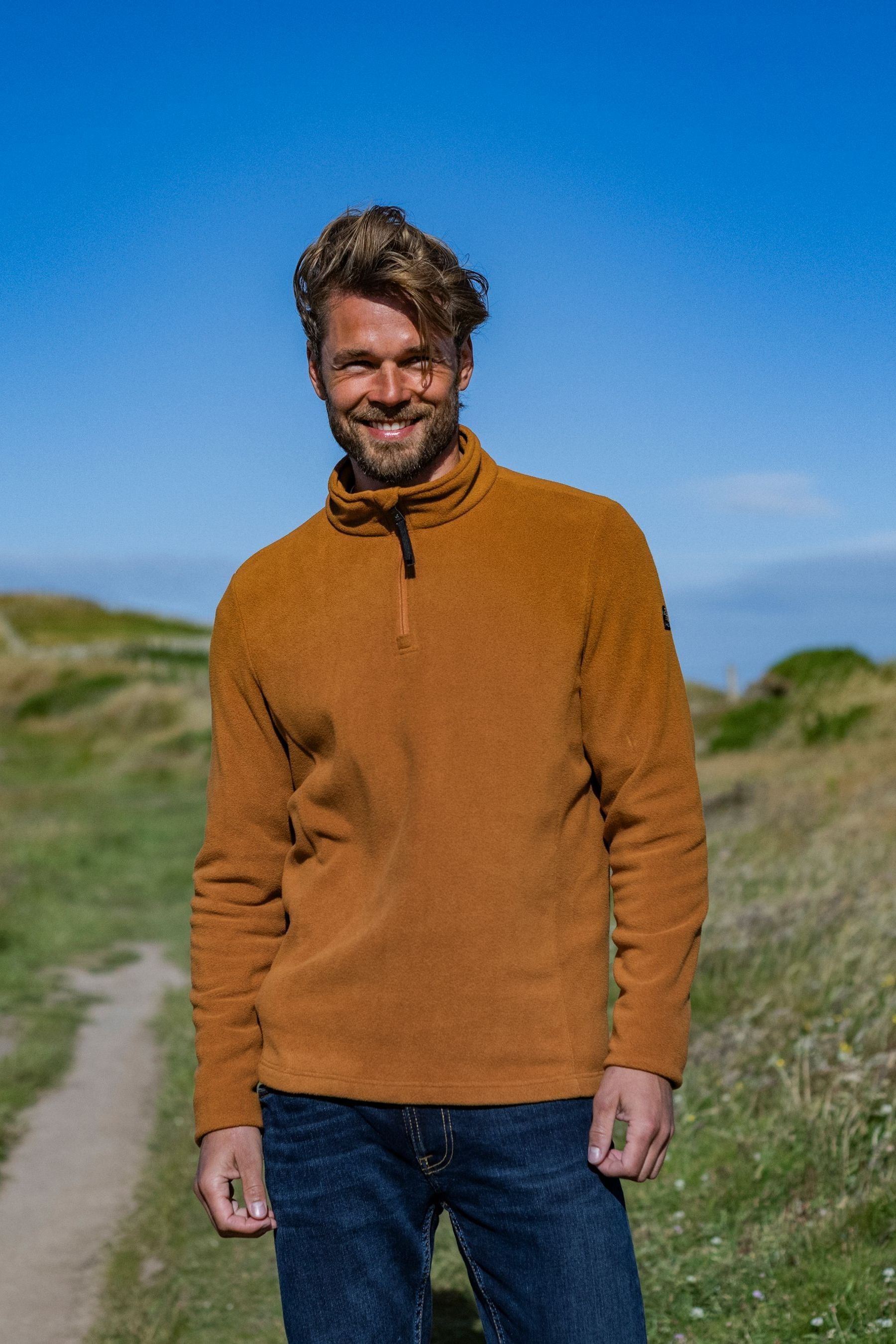Buy Tog 24 Brown Mens Revive Zip Neck Fleece from Next Luxembourg