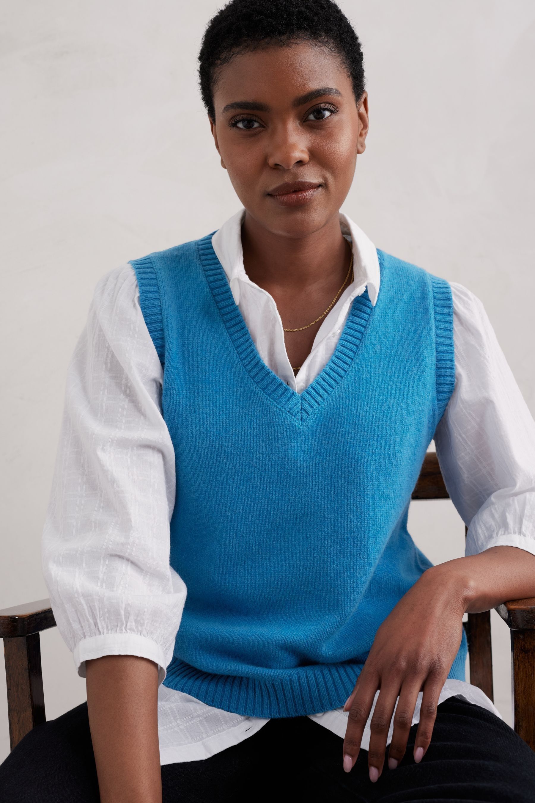 V neck knitted vest cheap