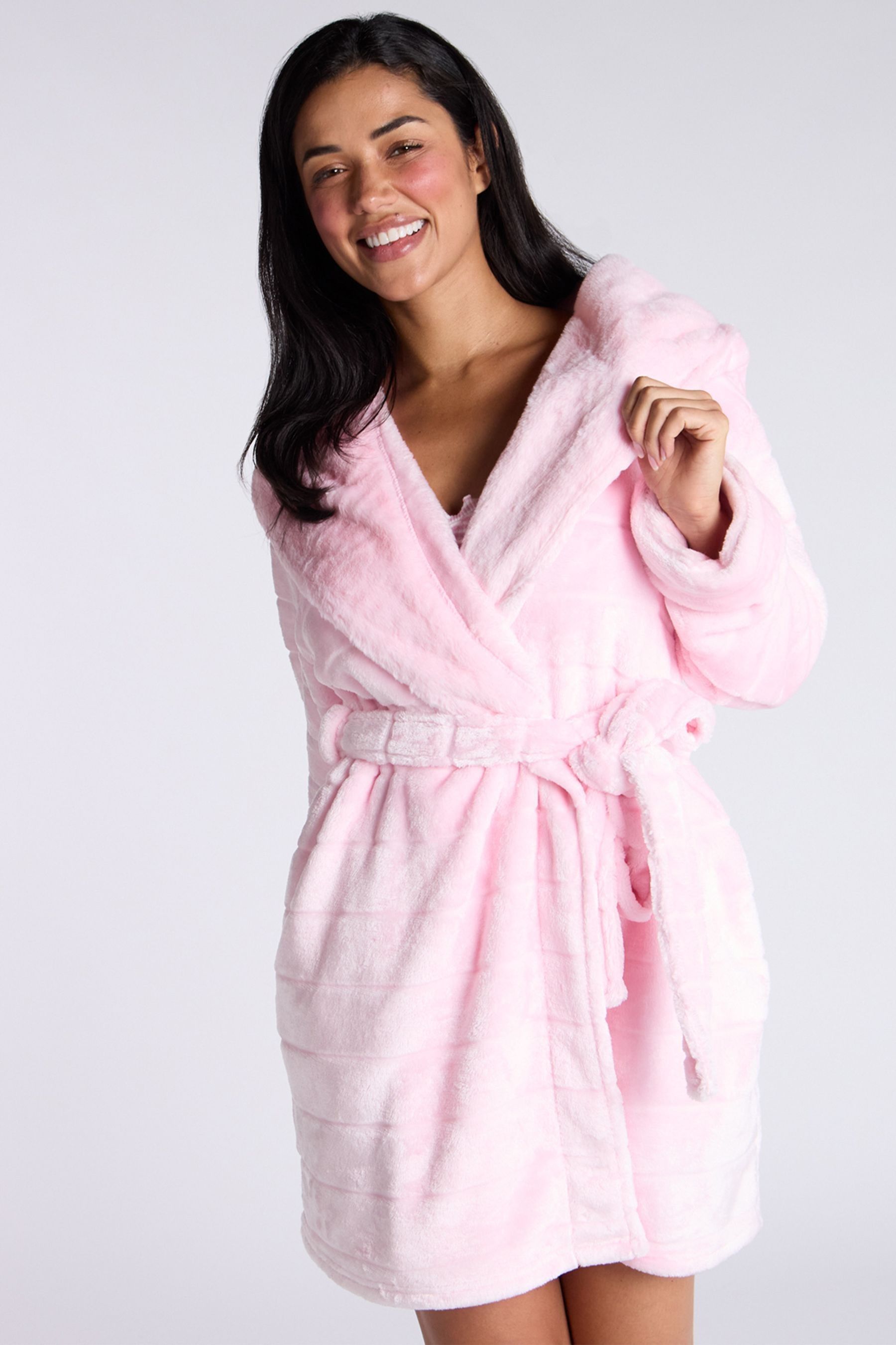 Buy Boux Avenue Stripe Cut Cosy Pink Dressing Gown from the Next UK online shop