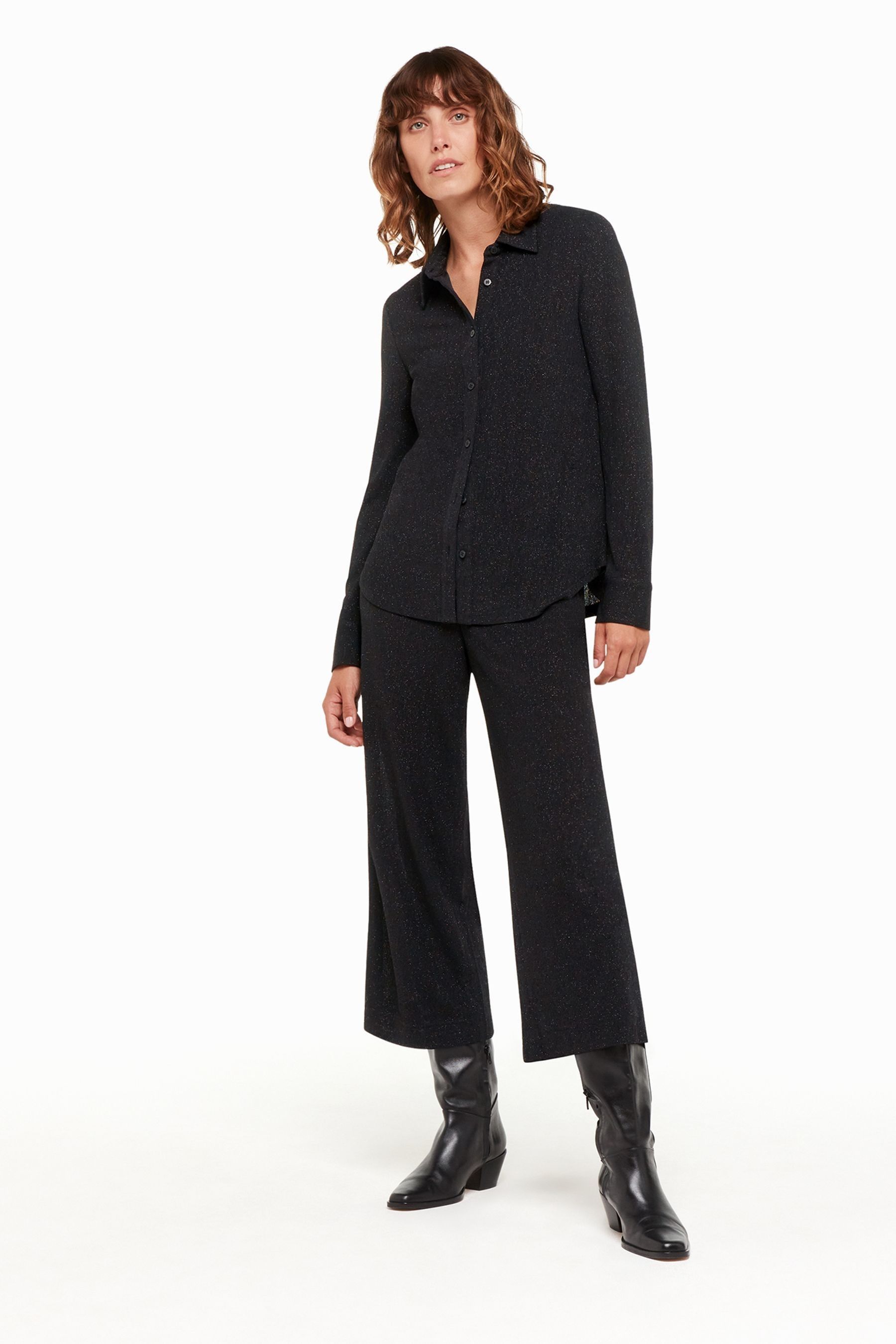 Buy Whistles Eva Sparkle Cropped Black Trousers from Next Bahrain