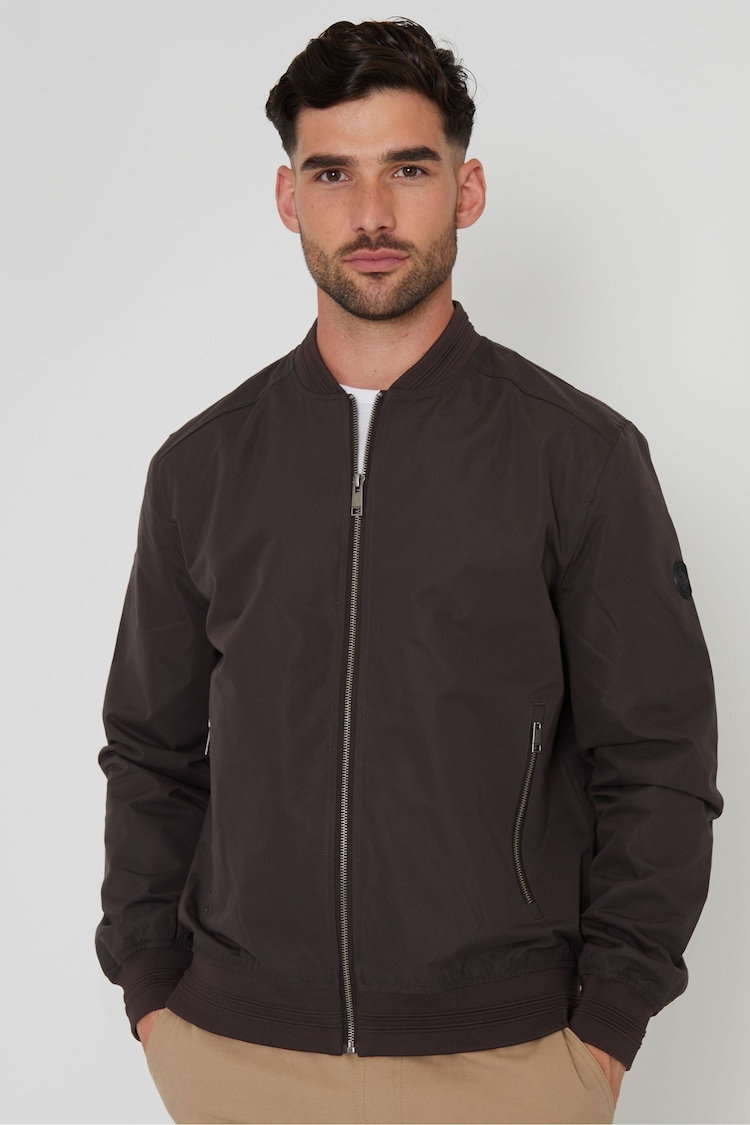 Threadbare Brown Chocolate Showerproof Classic Bomber Jacket - Image 1 of 6