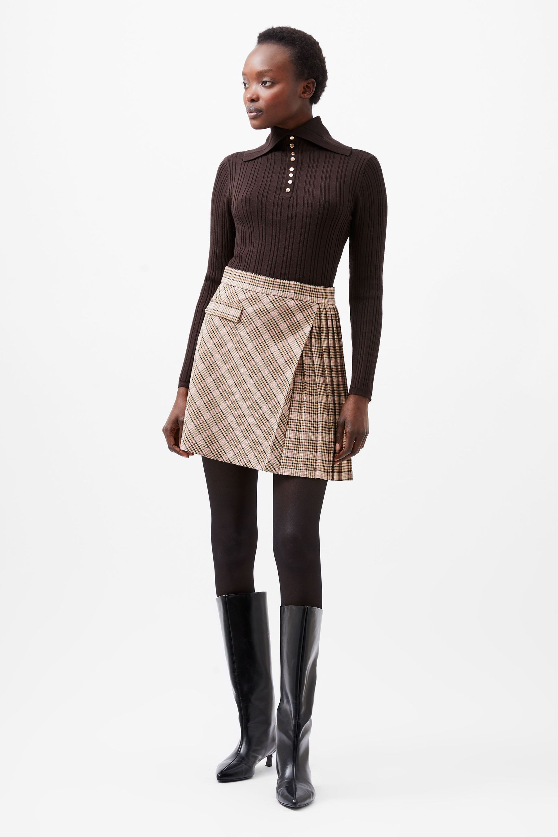 Buy French Connection Pink Gina Checks Pleated Mini Skirt from the Next UK online shop