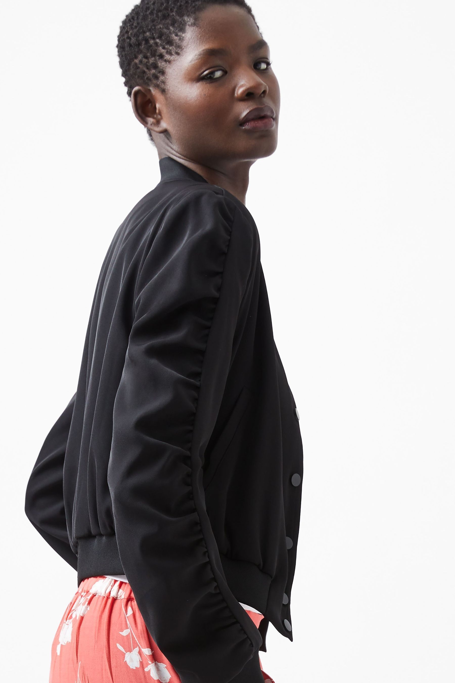 French Connection Black Harrie Suiting Bomber Jacket