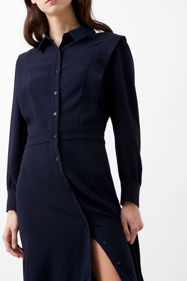 French Connection Blue Brina Crepe Button Down Dress - Image 3 of 3