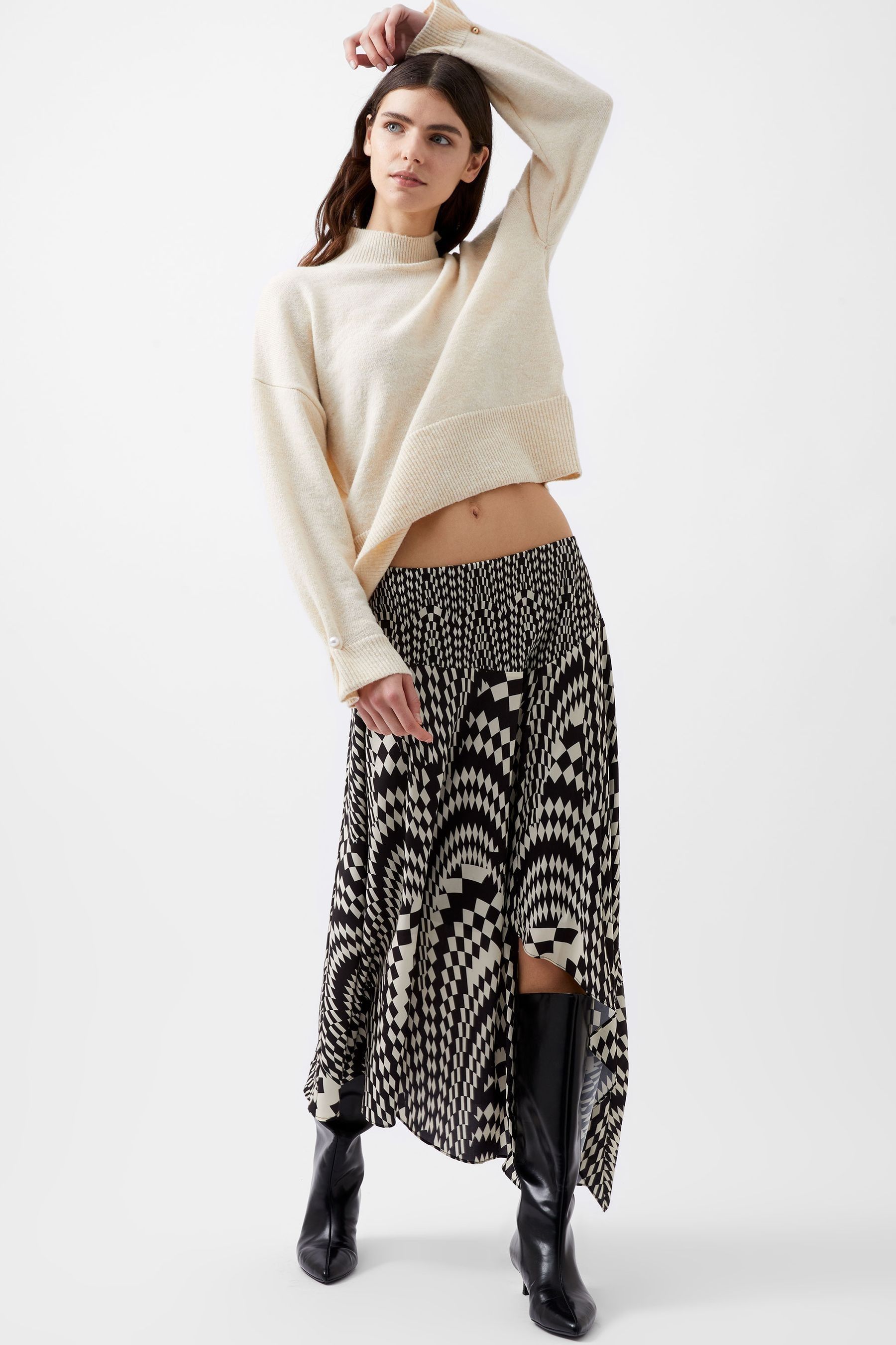 Buy French Connection Cream Fern Arie Georgette Asymmetrical Skirt from Next Canada