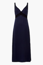 French Connection Blue Ennis Satin Lace Maxi Dress - Image 4 of 4