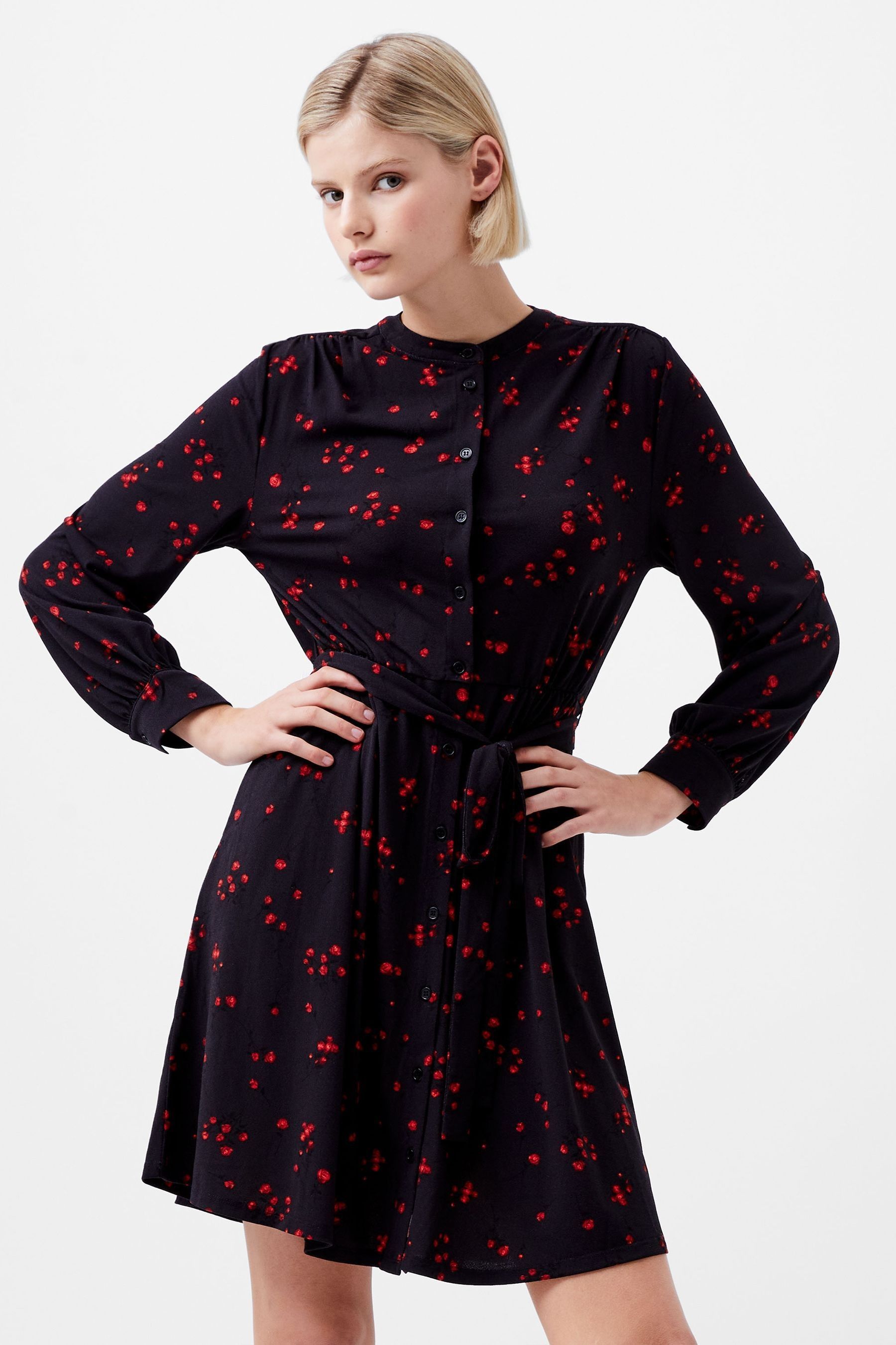 Buy French Connection Black Floramour Meadow Long Sleeve Shirt Dress from Next Luxembourg