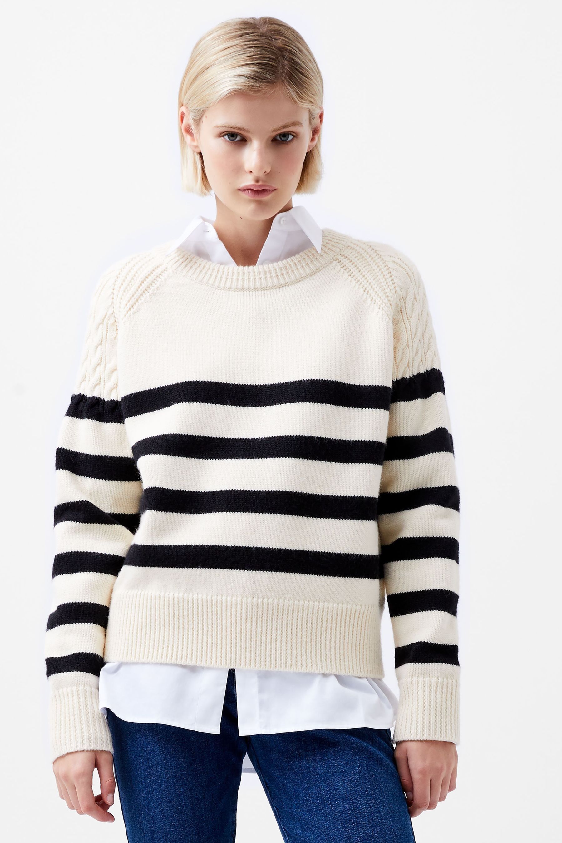 French Connection Cream Quinley Stripe Jumper