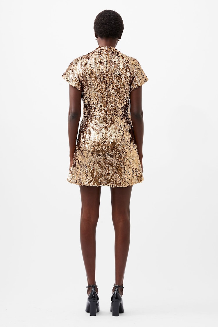 French Connection Sequin Mesh Brown Dress - Image 2 of 4