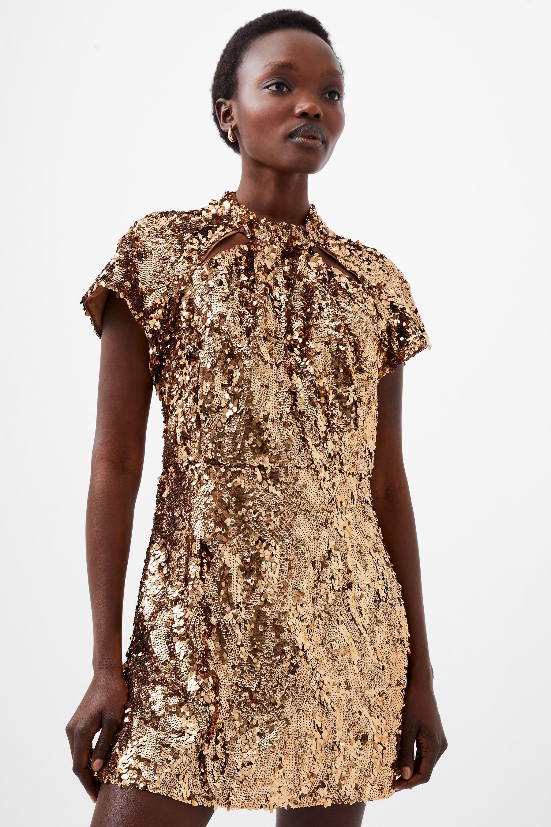 Buy French Connection Brown Sequin Mesh Dress from Next Luxembourg