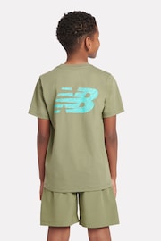 New Balance Green Boys Athletics AOP Logo T-Shirt - Image 1 of 9