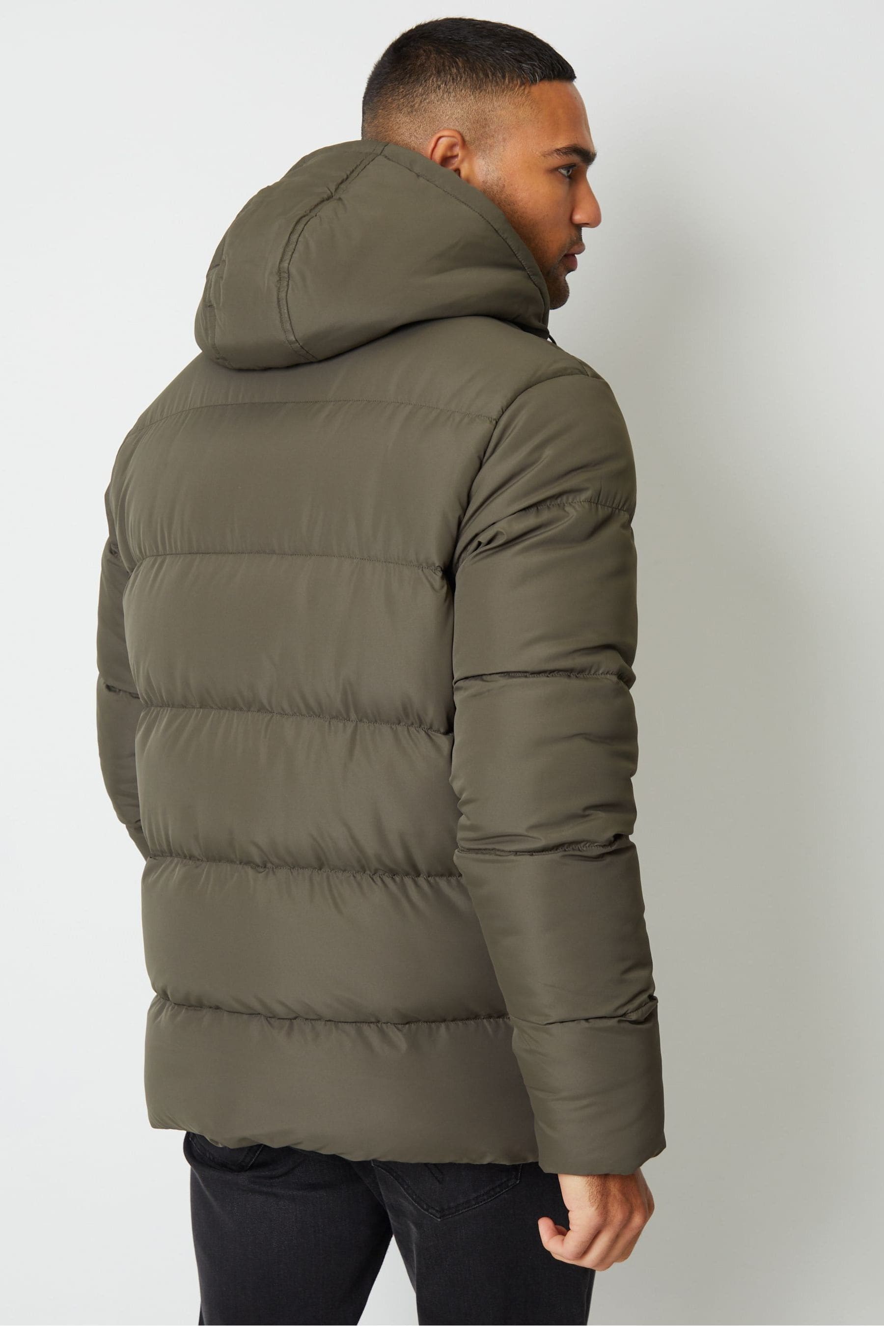 Buy Threadbare Green Showerproof Double Layer Puffer Hooded Jacket from the Next UK online shop
