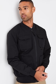 Threadbare Black Showerproof Utility Bomber Jacket - Image 3 of 5